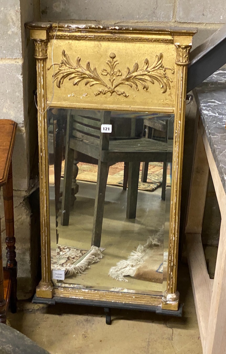 A Regency mahogany giltwood and composition pier glass, width 50cm, height 103cm